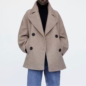 Zara Wool Blend Coat NWOT Large